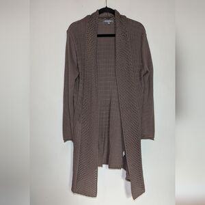 NY Collection Tan Duster Cardigan with Pleated Back Women's Size XL